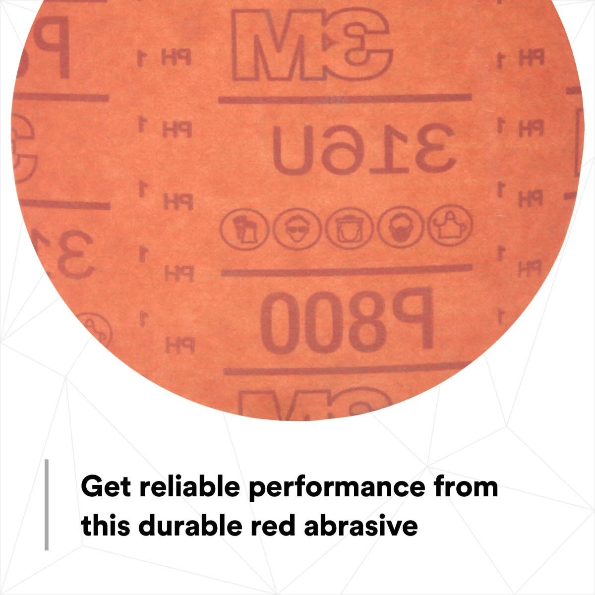 3M 316U 01187 Hookit Red Abrasive Disc, No Hole, Aluminum Oxide P800, 6 in (7000119779) (300 Pack) - 3
