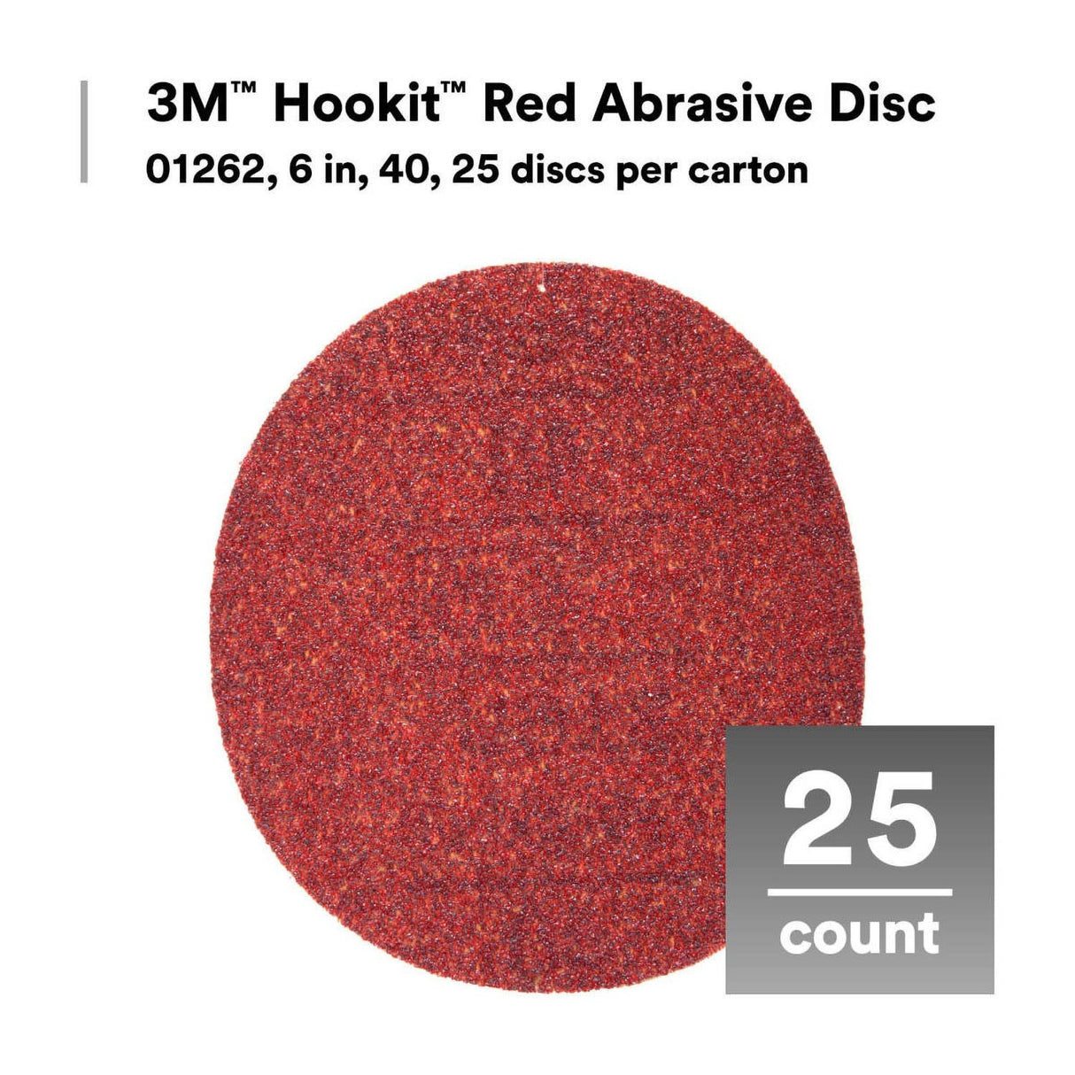 3M 316U 01262 Hookit Red Abrasive Disc Aluminum Oxide 40 Grit 6 in (7000119789) (150 Pack) - 2