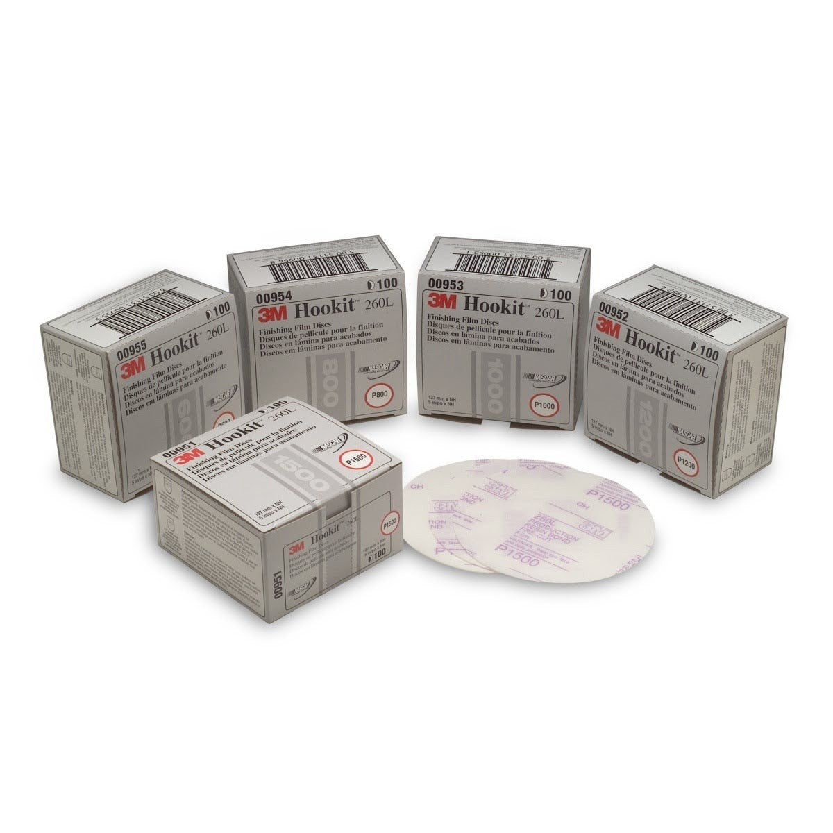 3M 260L 01185 Hookit Red Finishing Film Abrasive Disc, Aluminum Oxide, P1200, Red, 6 in (7000119791) (100 Pack) - 3