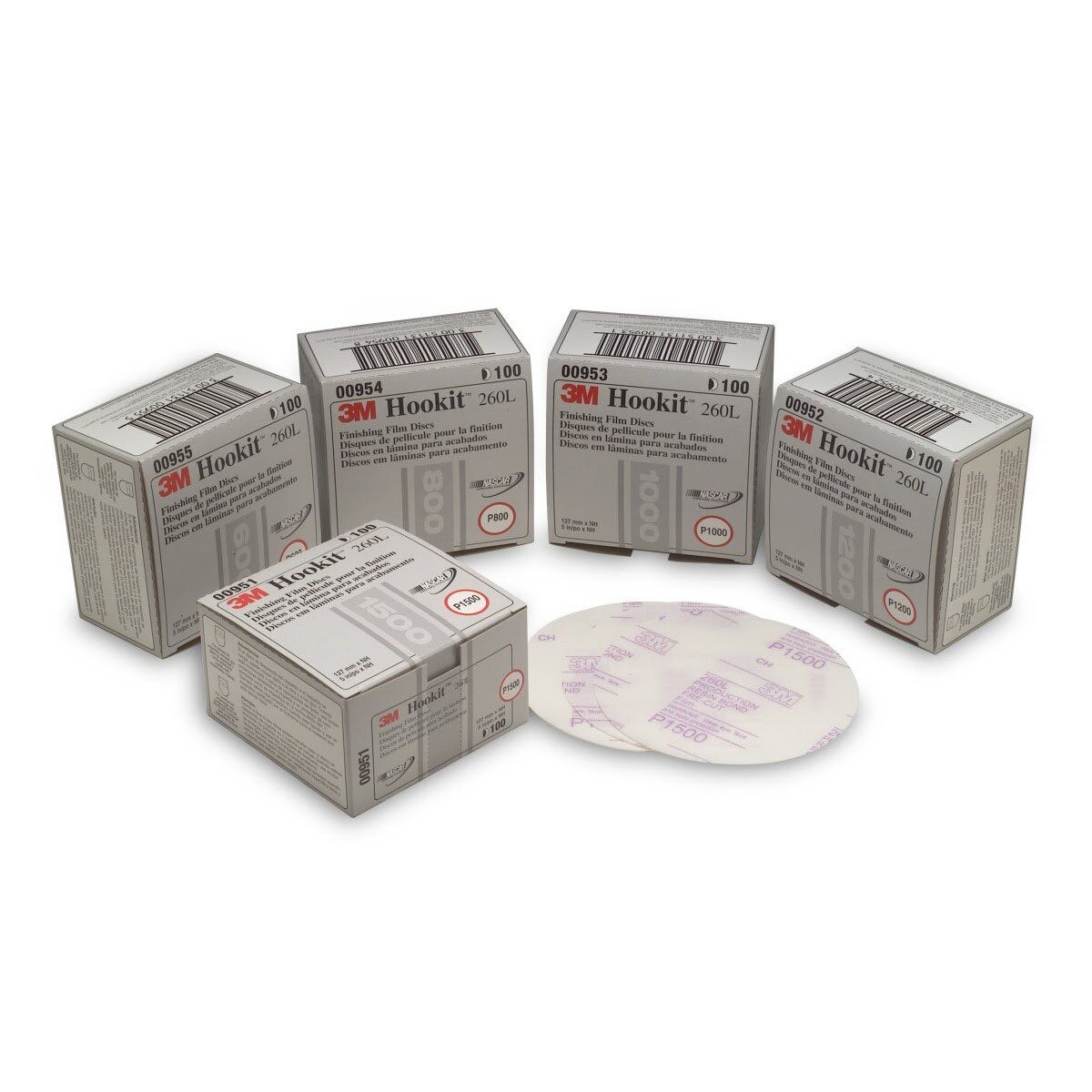 3M 260L 01186 Hookit Red Finishing Film Abrasive Disc, Aluminum Oxide, Polyester Film, P1000, Red, 6 in (7000119792) (100 Pack) - 3