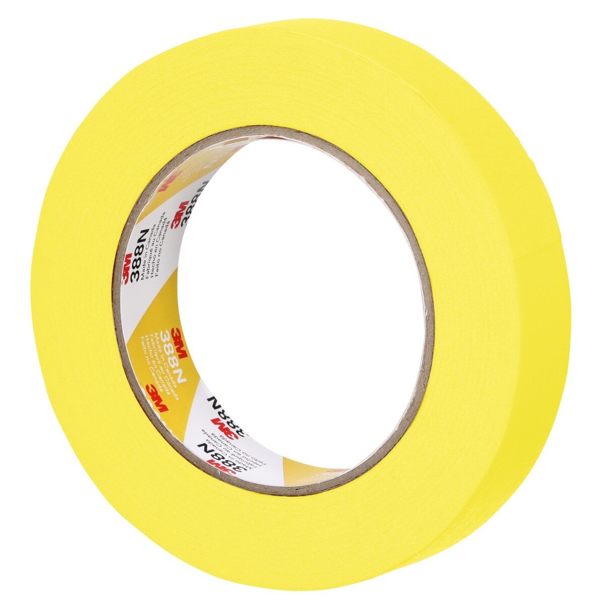 3M 388N Automotive Refinish Masking Tape, Yellow, Water Resistant, 24 mm x 55 m (06653) (7000119816) (36 Pack) - 3