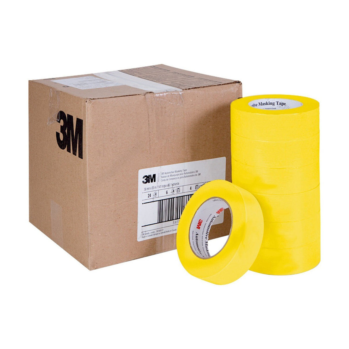 3M 388N 06654 Automotive Refinish Masking Tape, Yellow, Crepe Backing, Moisture and Solvent Resistant, 36 mm x 55 m (7000119817) - 7