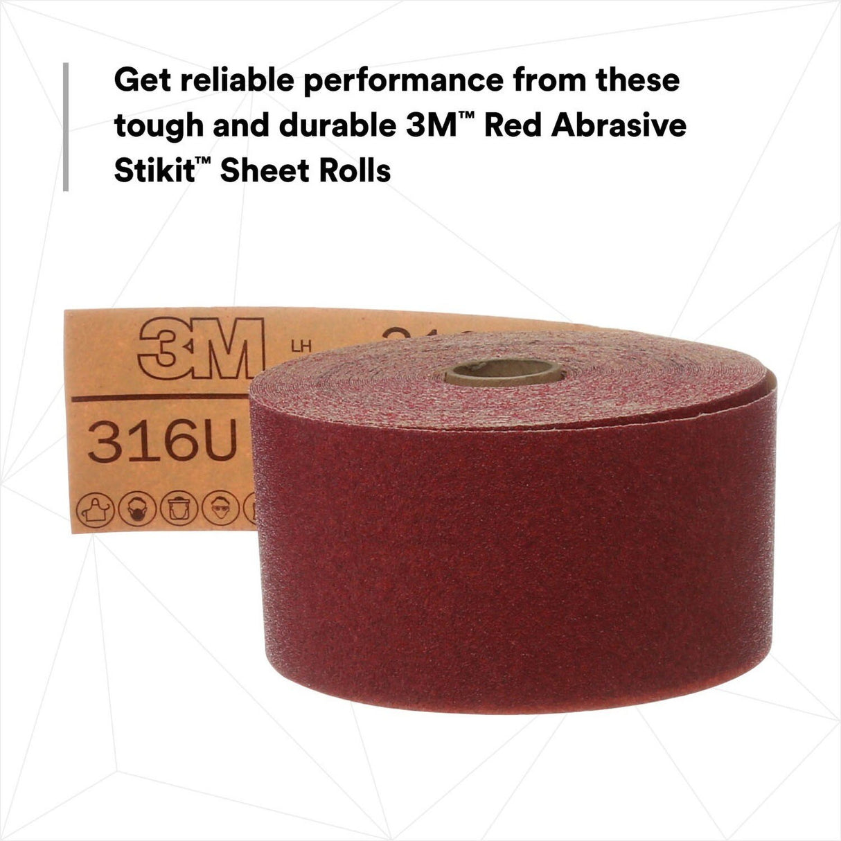 3M 316U Stikit Stikit Red Abrasive Sheet Roll, No Hole, P80, 2-3/4 in x 25 yd, D Weight (01688) (7000119931) (6 Pack) - 6