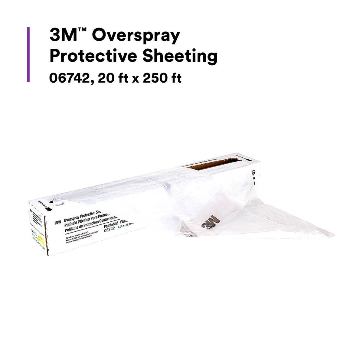 3M 06742 Overspray Protective Sheeting Paintable High Density Tear Resistant Translucent 20 ft x 250 ft (7000120043) - 2