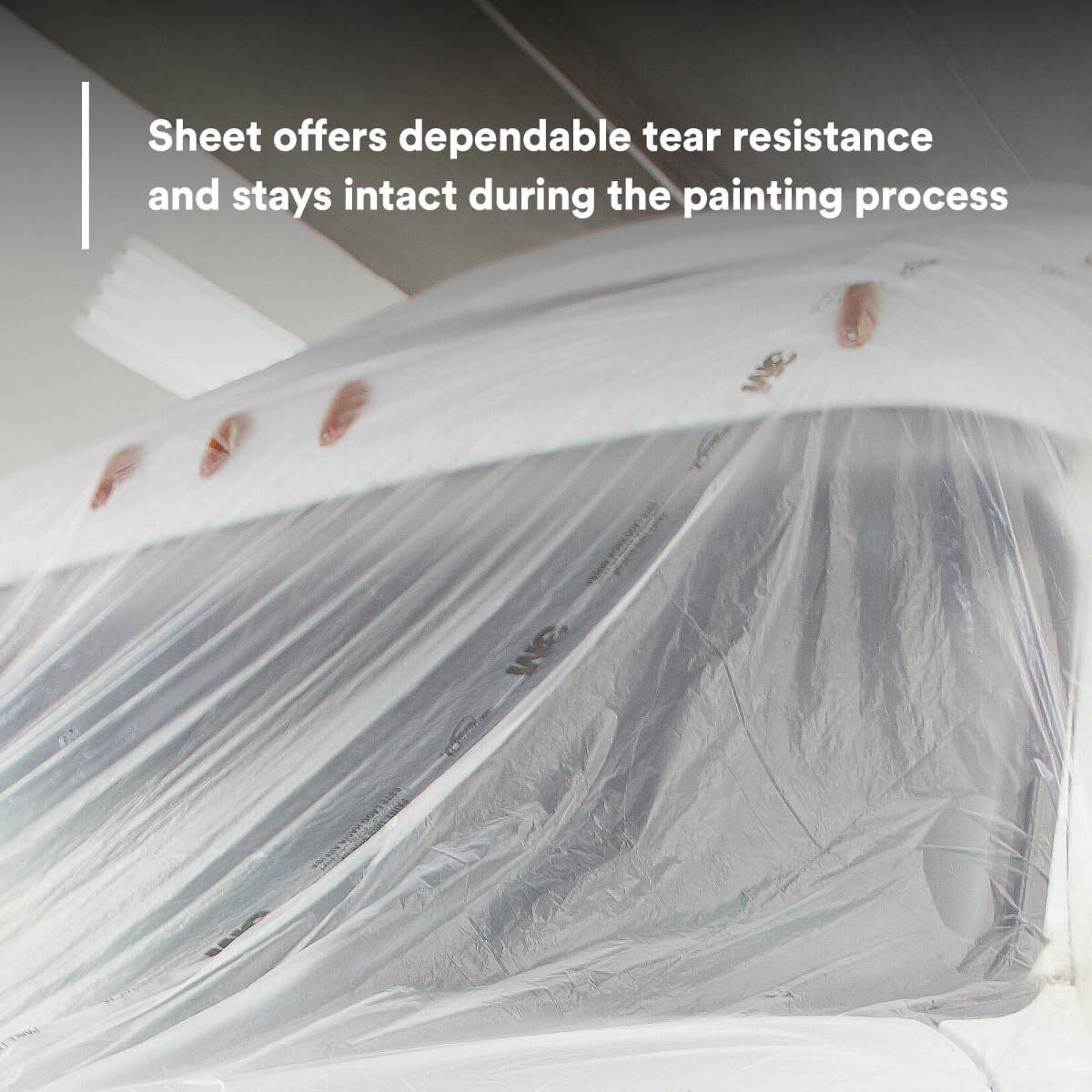 3M 06742 Overspray Protective Sheeting Paintable High Density Tear Resistant Translucent 20 ft x 250 ft (7000120043) - 3