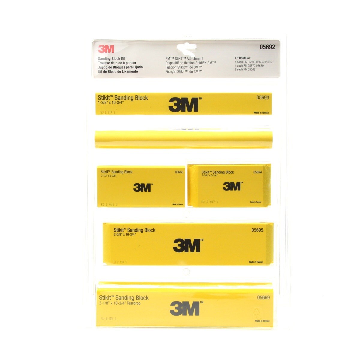 3M Stikit Sanding Block Kit, Yellow, Works with Stikit Abrasive Sheet Rolls (05692) (7000120058) (6 Pack)