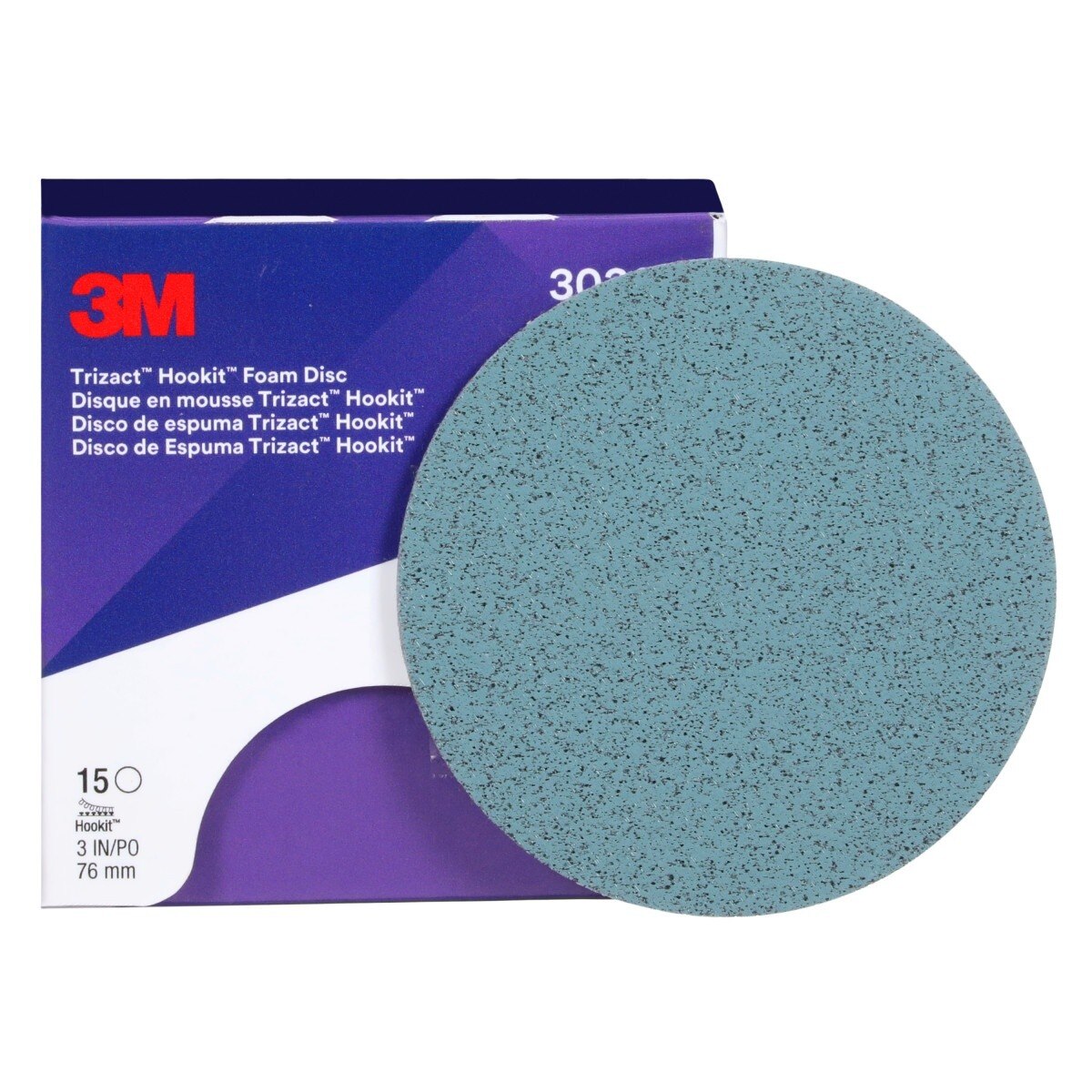 3M 443SA 30362 Trizact Hookit Foam Disc, P5000, Blue, 3 in (7000120106) (60 Pack) - 2