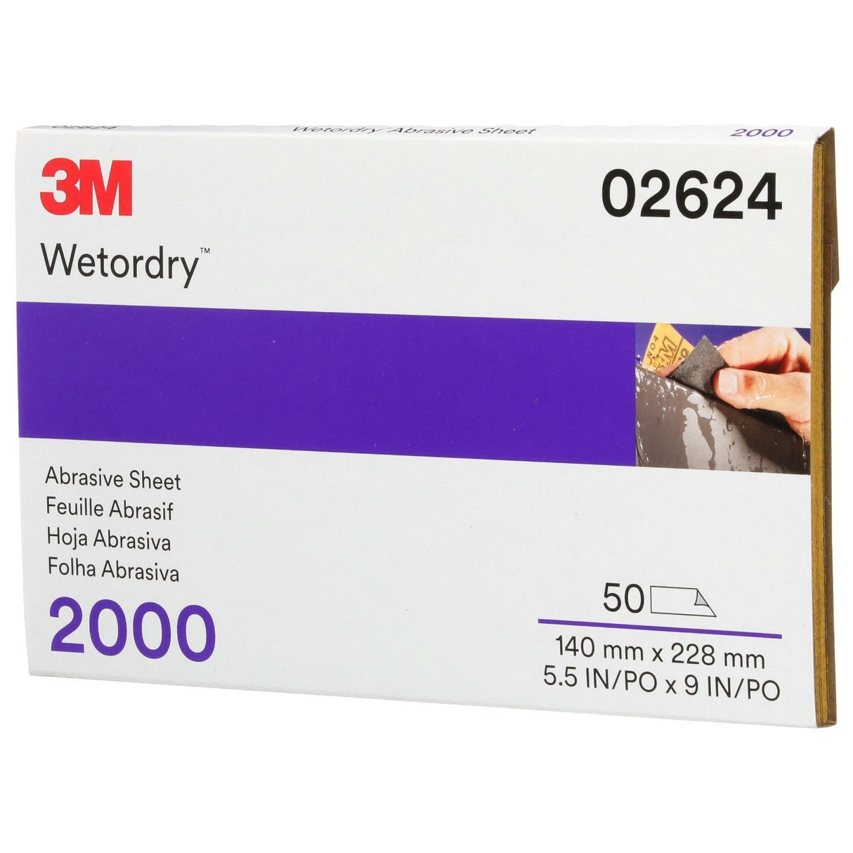 3M 434Q 02624 Abrasive Sheet, Silicon Carbide 2000 Grit, Black, 5-1/2 in x 9 in, Wet/Dry Sandpaper Sheets for Auto Sanding and Paint Prep (7000120122) (250 Pack) - 4