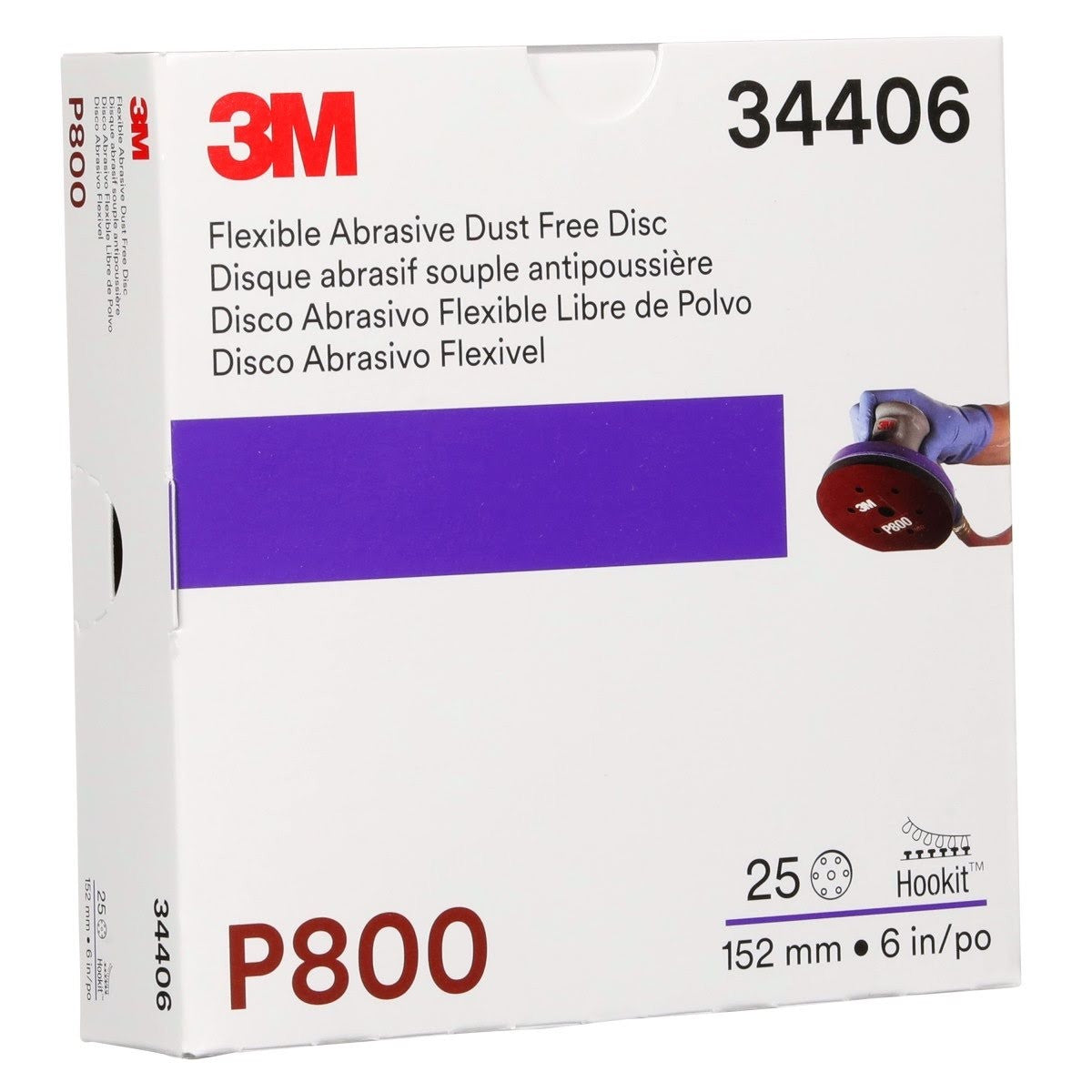 3M 270J 34406 Hookit Flexible Abrasive Disc Dust Free P800 Red 6 in (7000120195) (125 Pack) - 7
