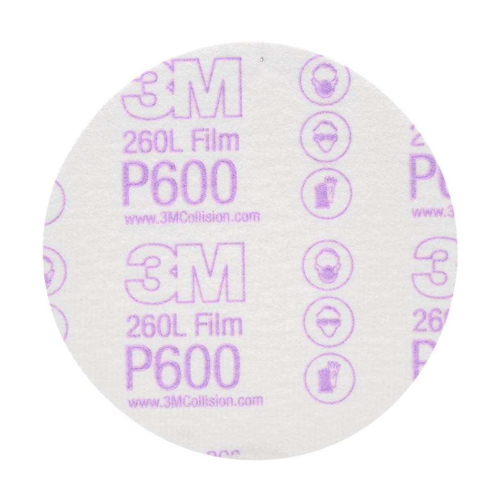 3M 00955 01071 Hookit Finishing Film Abrasive Disc 260L, 5 in, P600 (7000120388) (100 Pack)