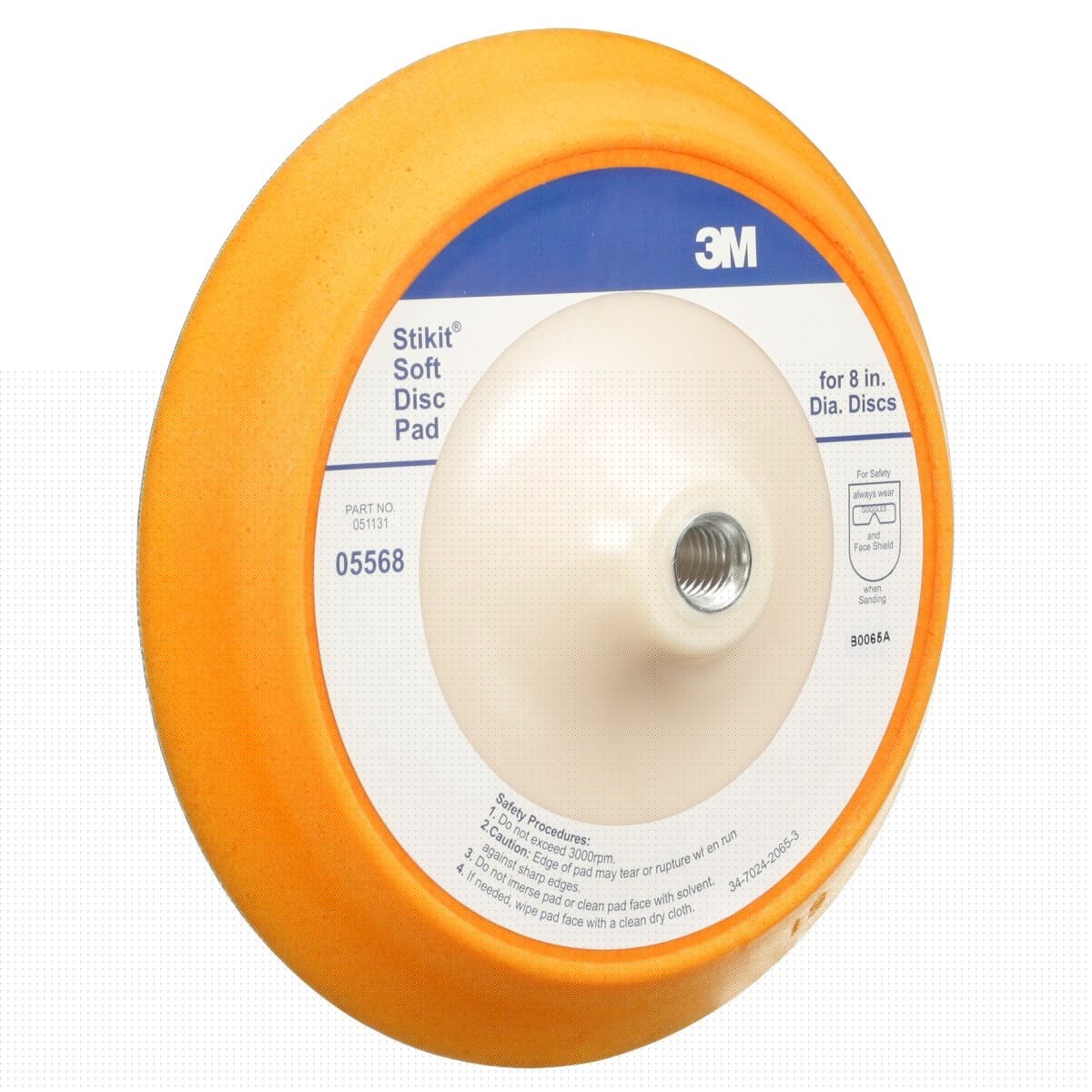 3M 05568 Stikit Soft Abrasive Disc Back up Pad, PSA, Soft Foam, Yellow, 8 in, 5/8 in-11 (7000120406) - 6