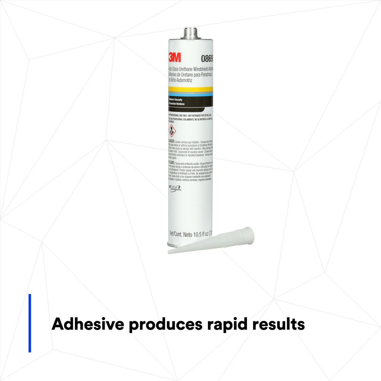 3M 08693 Auto Glass Urethane Windshield Adhesive, Medium Viscosity, High-Strength, Fast-Curing, Black, 310 mL/10.5 fl oz Cartridge (7000120424) (12 Pack) - 2