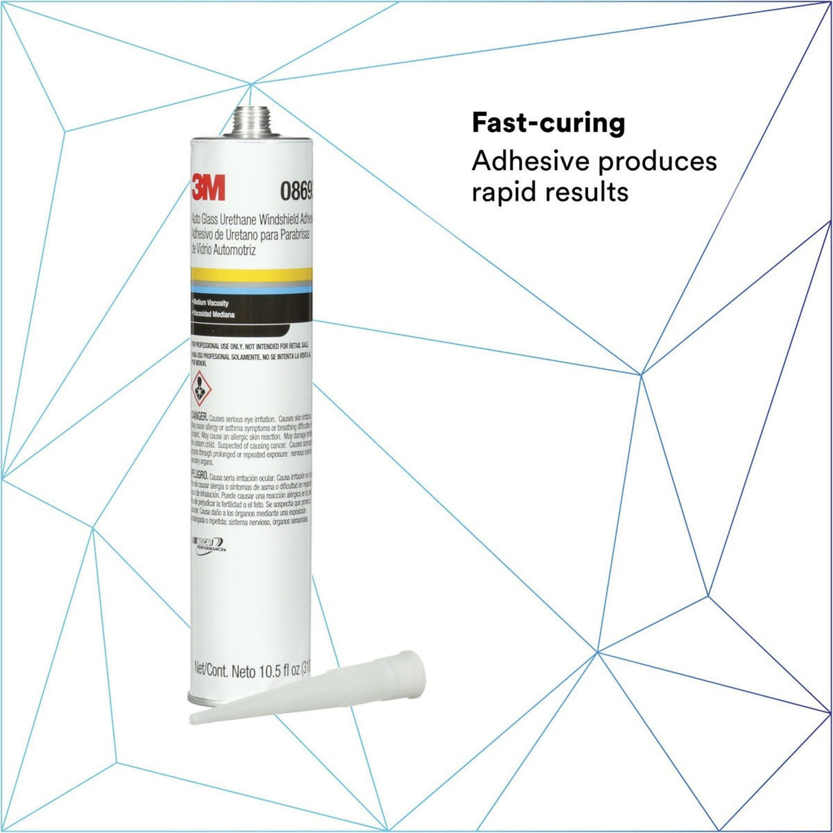 3M 08693 Auto Glass Urethane Windshield Adhesive, Medium Viscosity, High-Strength, Fast-Curing, Black, 310 mL/10.5 fl oz Cartridge (7000120424) (12 Pack) - 3