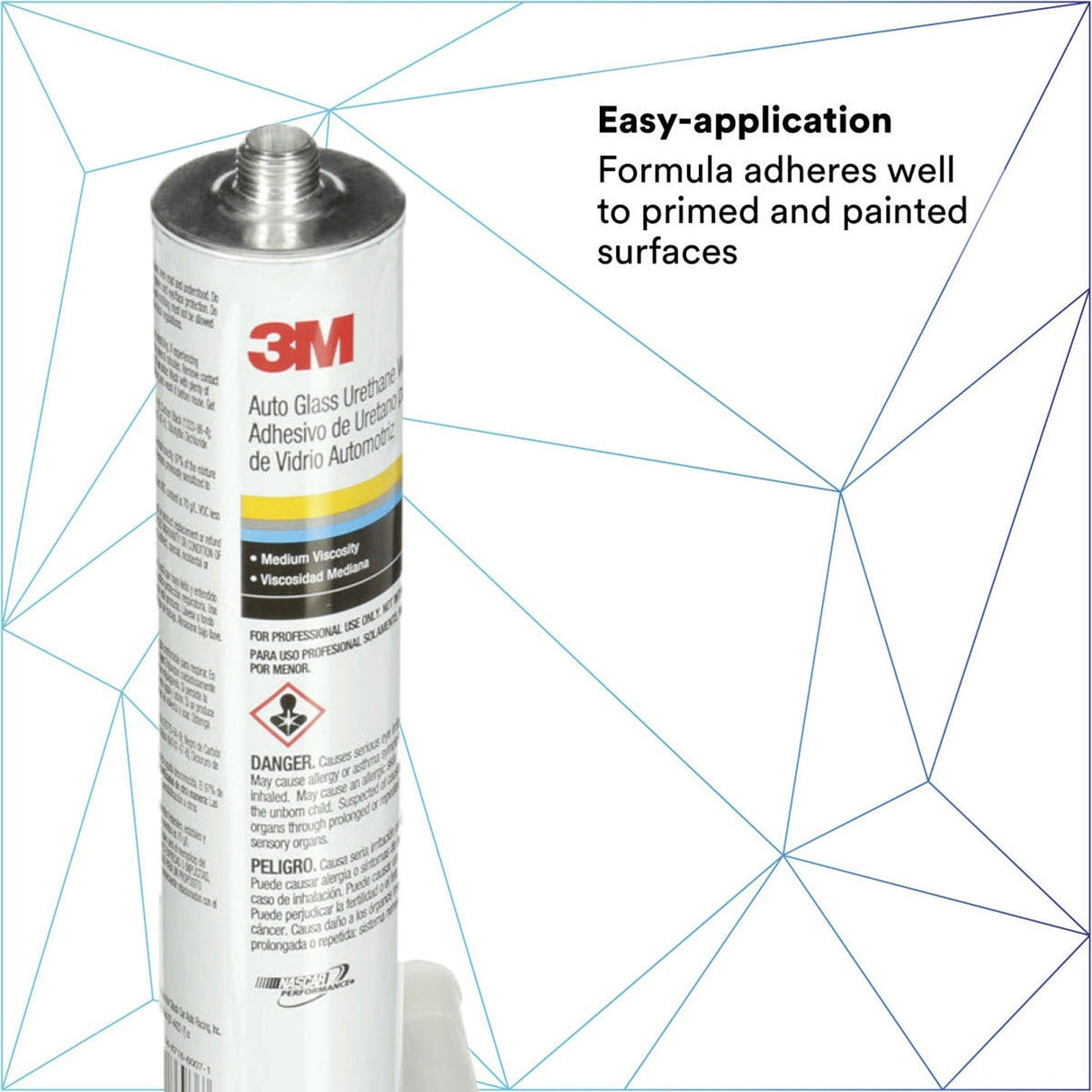 3M 08693 Auto Glass Urethane Windshield Adhesive, Medium Viscosity, High-Strength, Fast-Curing, Black, 310 mL/10.5 fl oz Cartridge (7000120424) (12 Pack) - 4