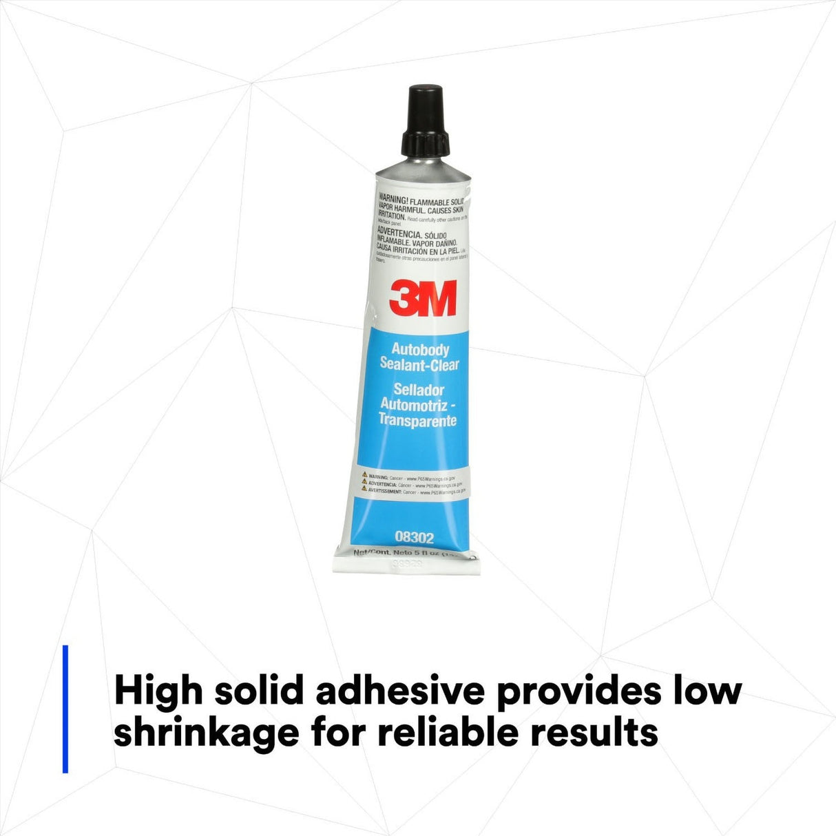 3M Ultrapro Autobody Sealant, Clear, High-Solids, Heavy-Bodied, Fast-Curing, Solvent-Based, 5 oz Tube (08302) (7000120449) (6 Pack) - 7