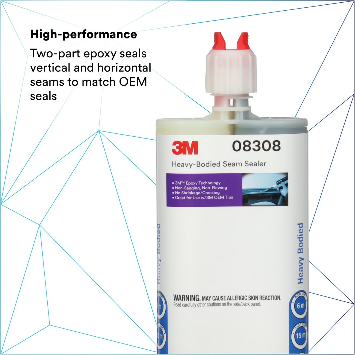 3M 08308 Heavy-Bodied Seam Sealer Two-Part Self-Mixing Automotive Epoxy Black 200 ml 6.75 fl oz Cartridge (7000120463) (6 Pack) - 5
