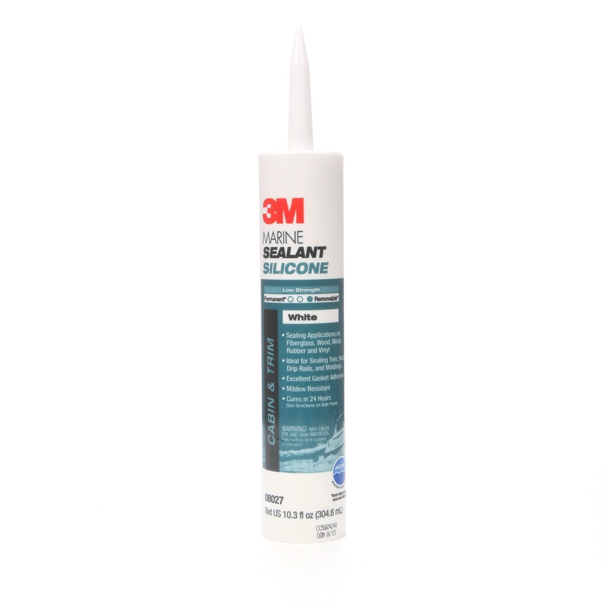 3M MG Sil 08027 Marine Grade Silicone Sealant Cartridge, White, 10.3 fl oz, Above the Waterline Sealing for Boats and RVs (7000120476) (12 Pack)