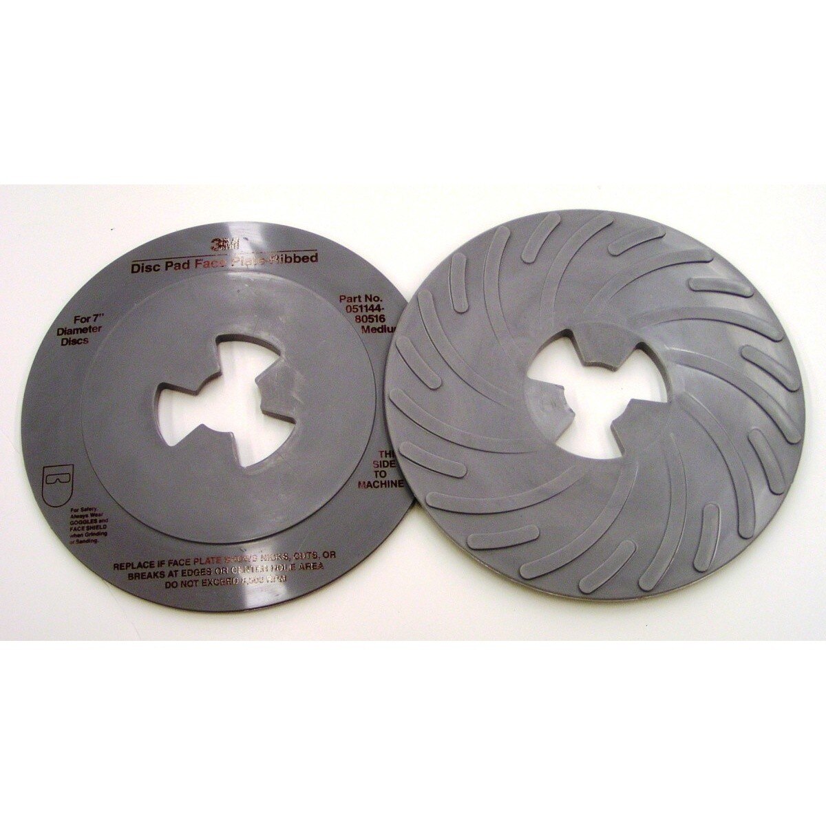 3M 80516 Disc Pad Face Plate Ribbed, 7 in, Medium Gray (7000120515) (10 Pack)