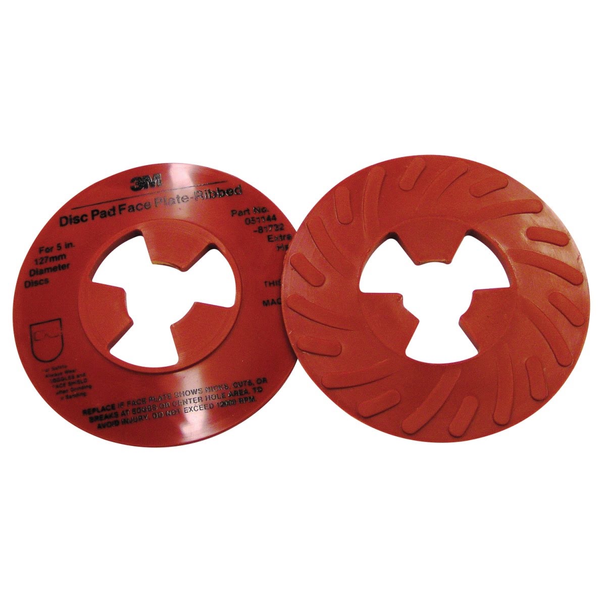 3M 81732 Disc Pad Face Plate Ribbed, Extra Hard, Red, 5 in (7000120517) (10 Pack) - 2