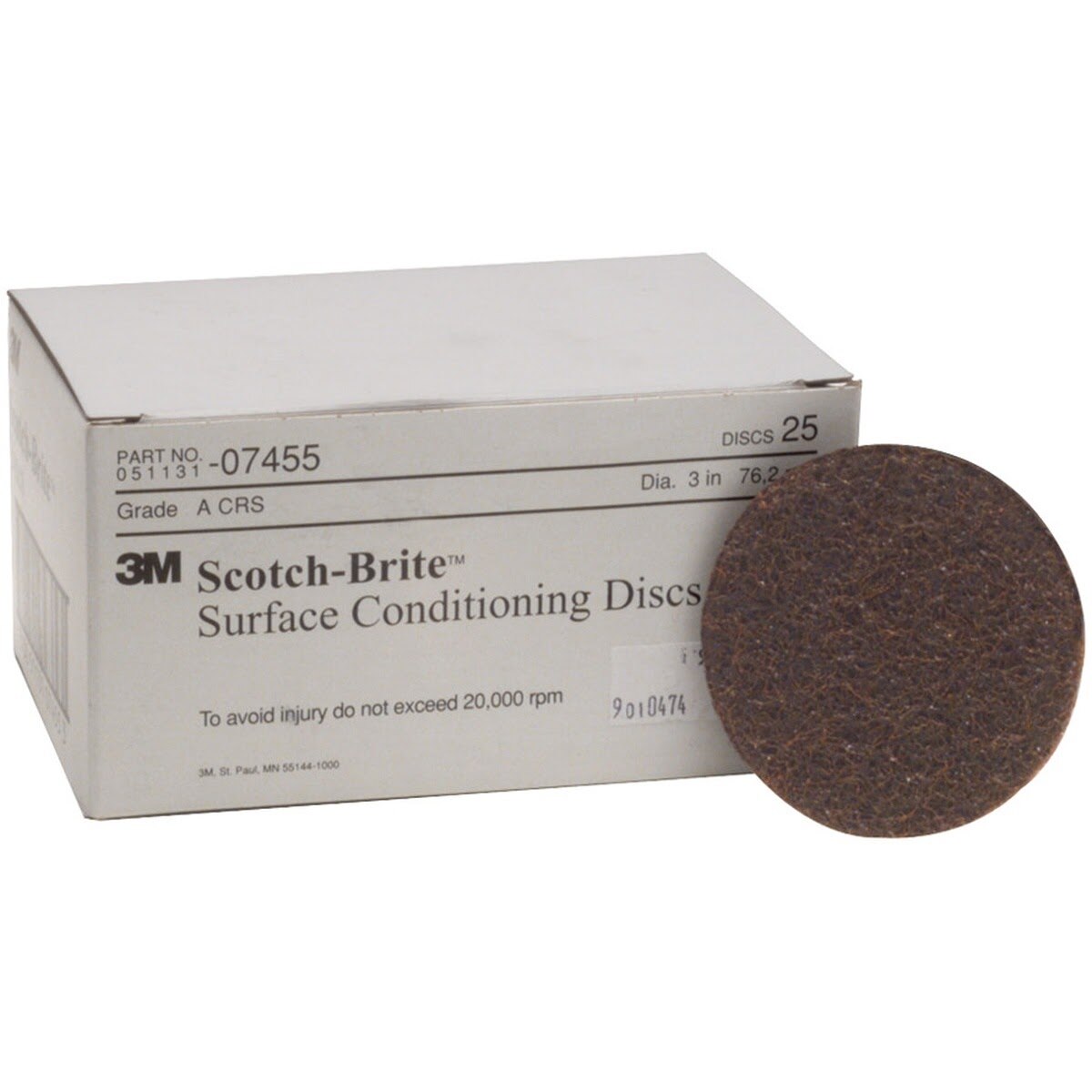 3M SC-DH 7455 Scotch-Brite Surface Conditioning Disc, 0, A/O Coarse, 3 in x NH (7000120660) (100 Pack)