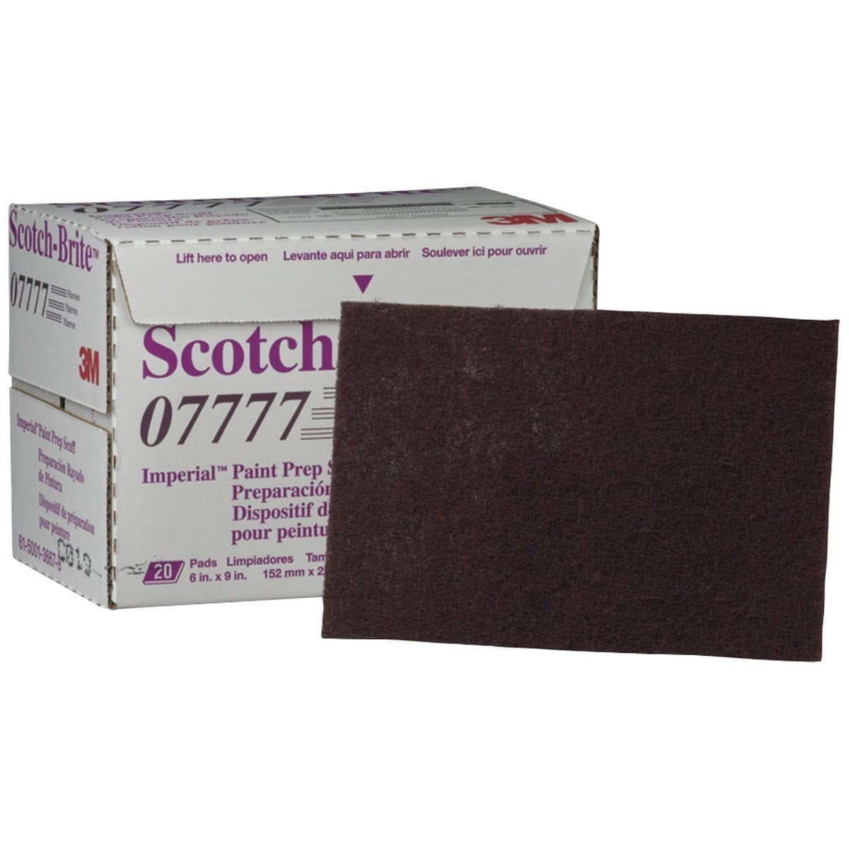 3M 07777 Scotch-Brite Paint Prep Scuff Hand Pad, Very Fine, Maroon, 6 in x 9 in (7000120941) (60 Pack)