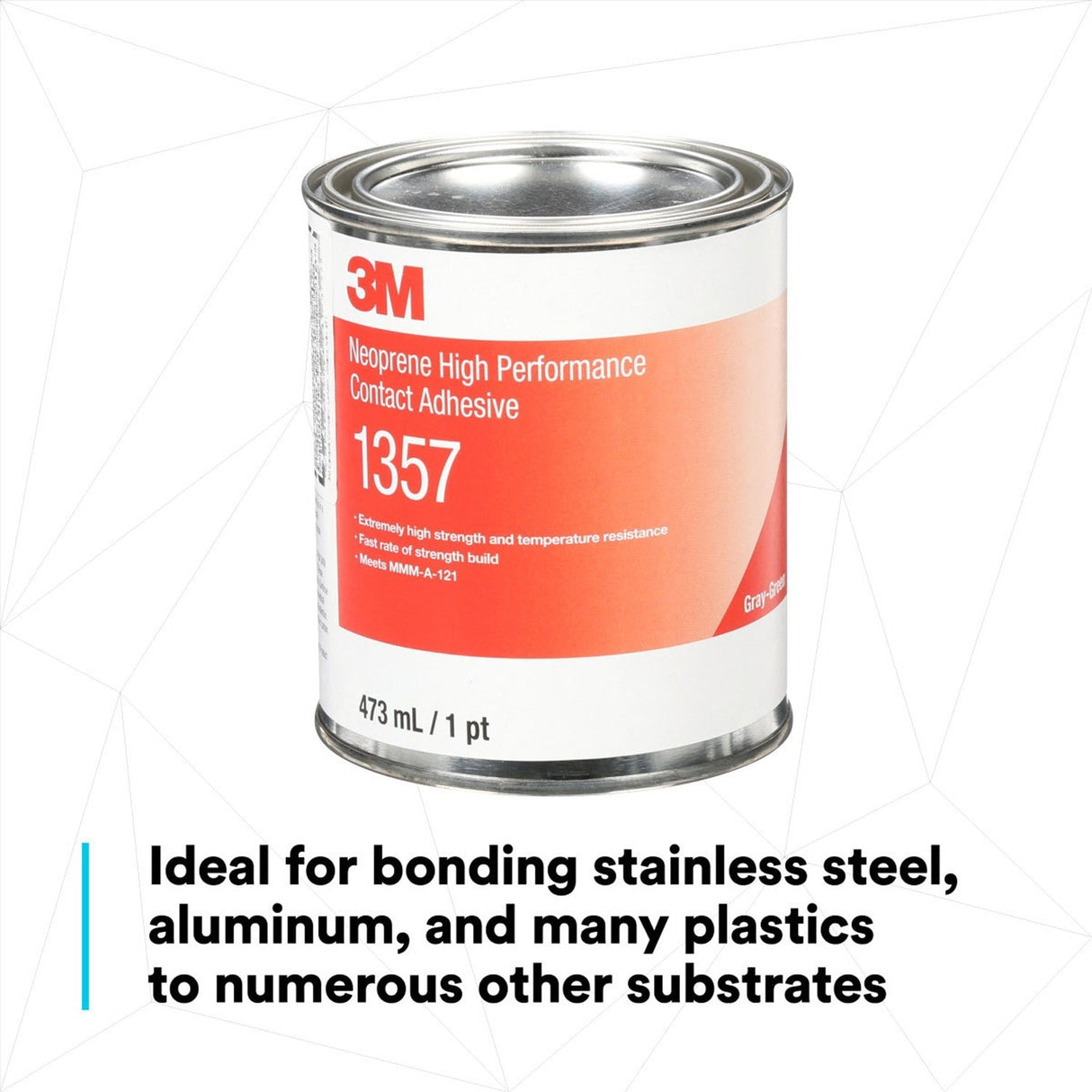 3M 1357 Neoprene High Performance Contact Adhesive, Gray-Green, 1 Pint Can (7000121201) (Case of 12) (12 Pack) - 5