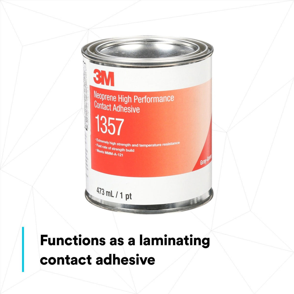 3M 1357 Neoprene High Performance Contact Adhesive, Gray-Green, 1 Pint Can (7000121201) (Case of 12) (12 Pack) - 6