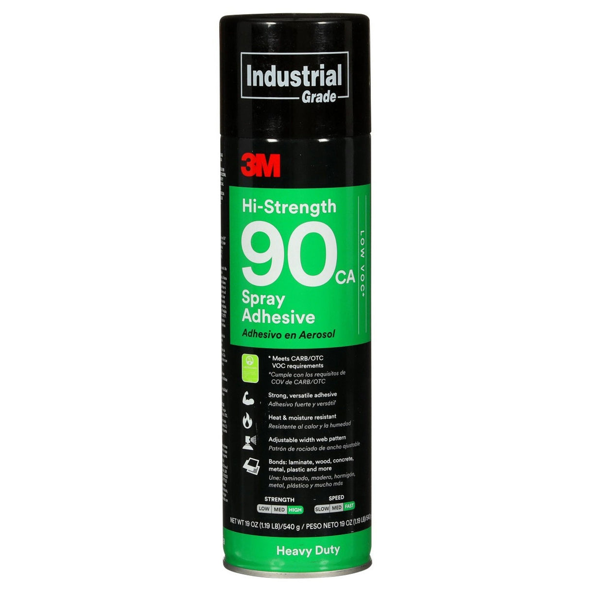 3M 90 Hi-Strength 90 CA Spray Adhesive Low VOC Clear 24 fl oz Can Net Wt 19 oz (7000121418) (12 Pack)