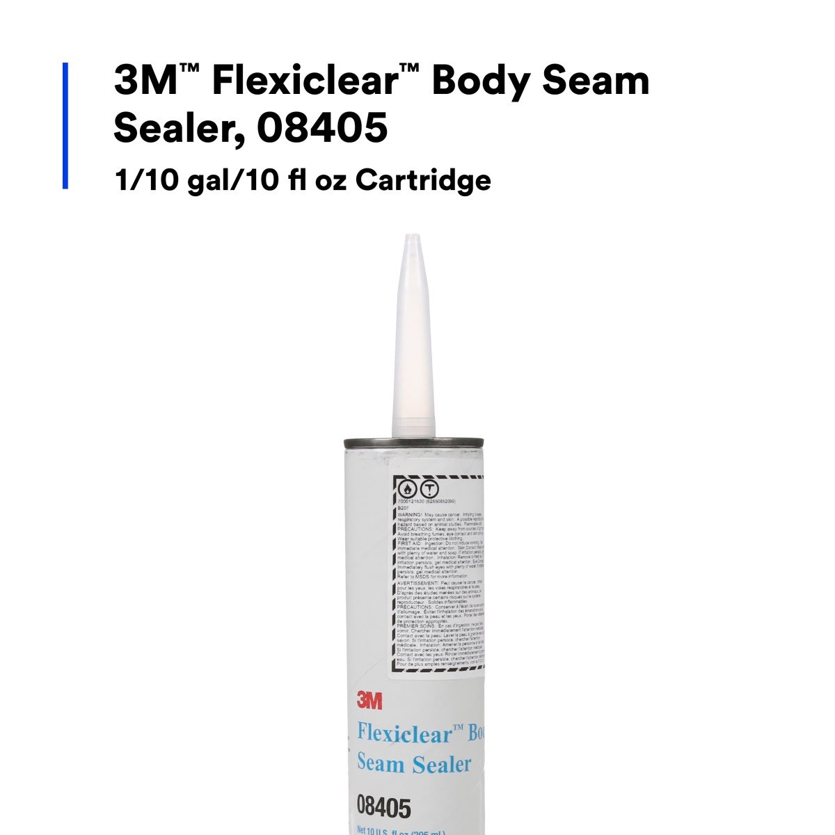 3M Flexiclear Body Seam Sealer, Transparent, 10 fl oz Cartridge (08405) (7000121530) (12 Pack) - 3