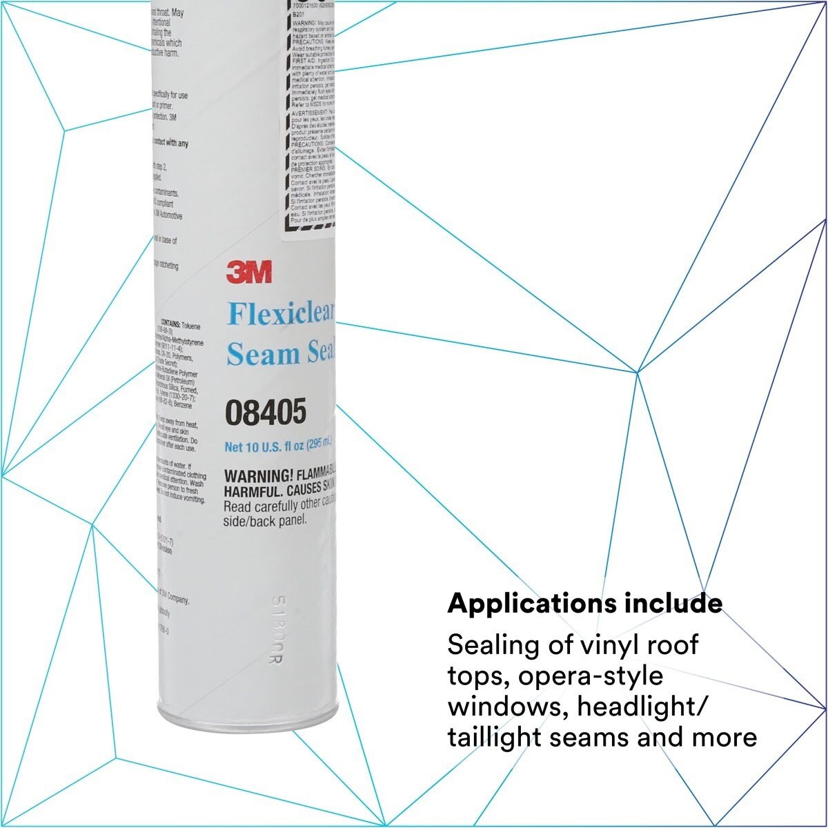 3M Flexiclear Body Seam Sealer, Transparent, 10 fl oz Cartridge (08405) (7000121530) (12 Pack) - 8