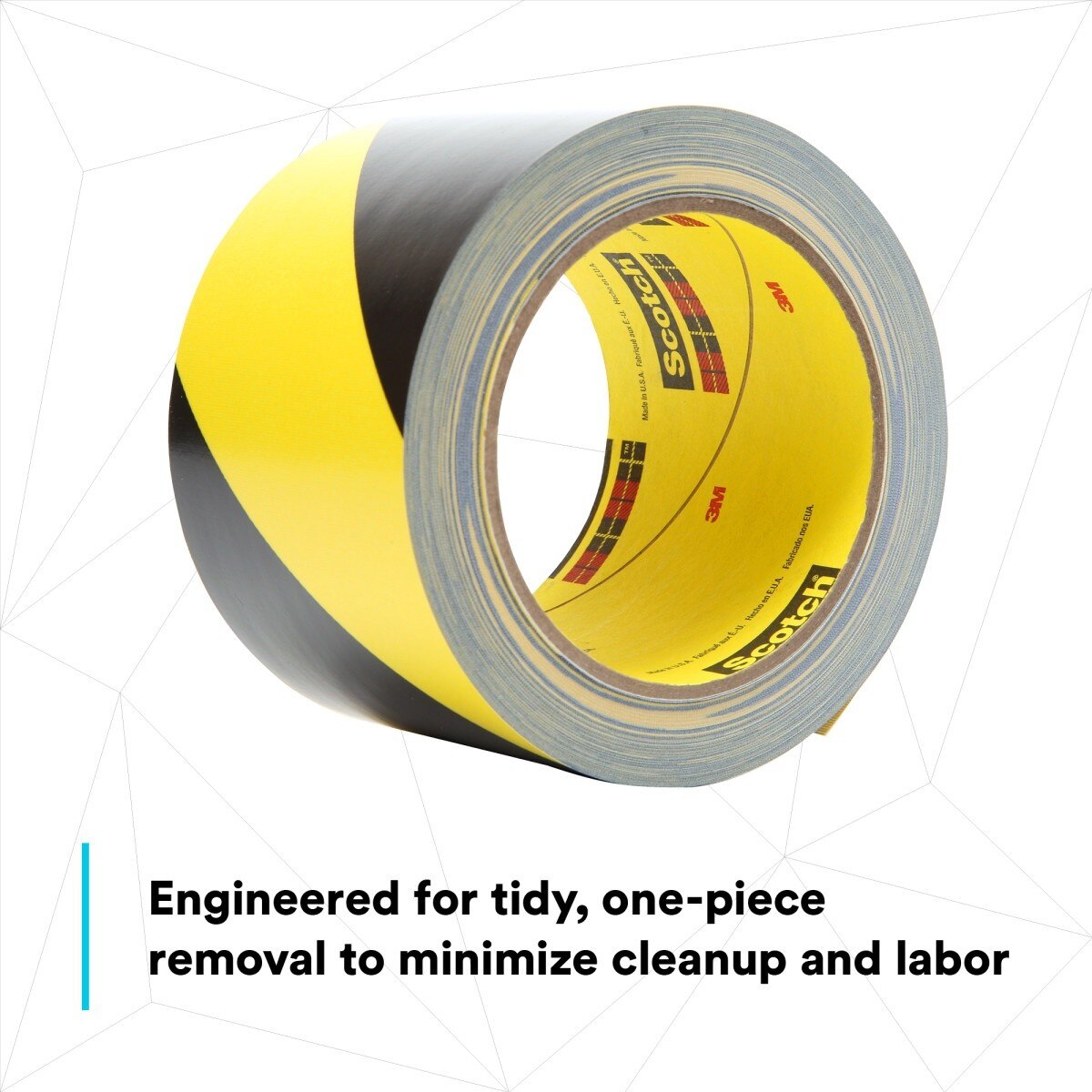 3M 5702 Safety Stripe Vinyl Tape, Rubber Adhesive, Black Yellow, 1 in x 36 yd, 5.4 mil (7000123722) (36 Pack) - 2
