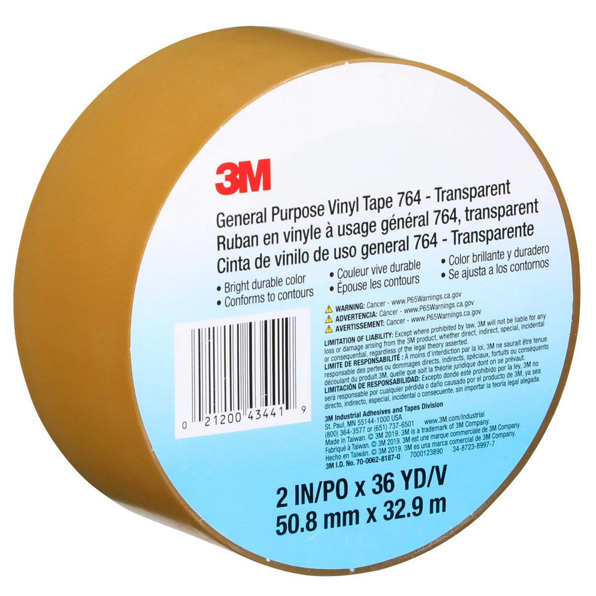 3M 764 General Purpose Vinyl Tape Transparent 2 in x 36 yd 5 mil Floor Marking Color Coding Bundling (7000123890) (24 Pack) - 8