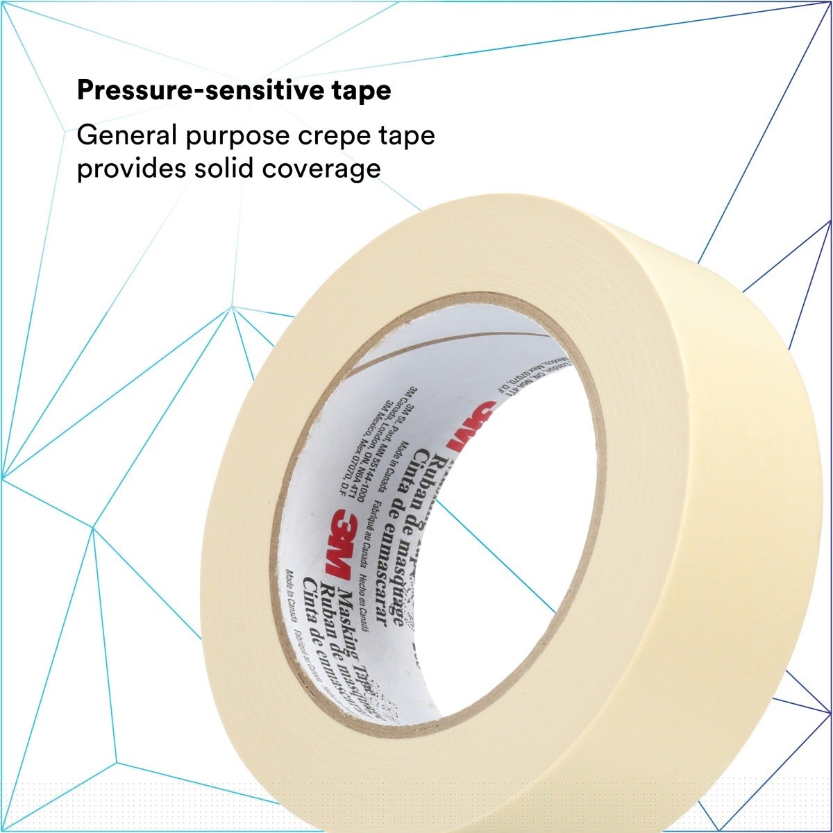 3M 203 General Purpose Masking Tape, Beige, 36 mm x 55 m, 4.7 mil (7000124208) (24 Pack) - 3