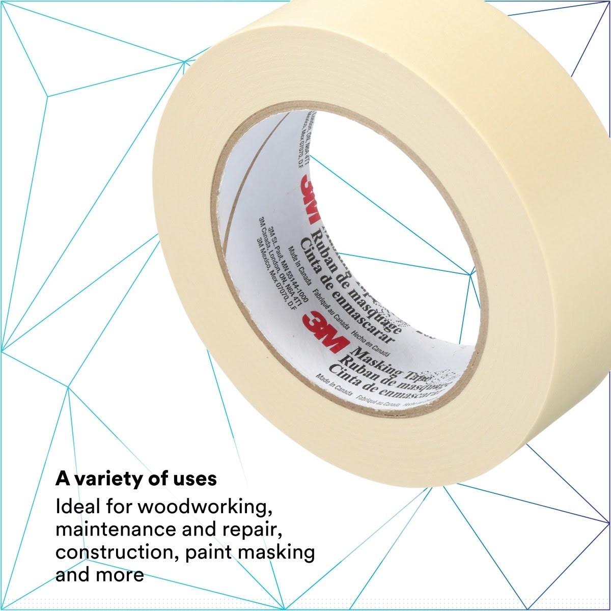 3M 203 General Purpose Masking Tape, Beige, 36 mm x 55 m, 4.7 mil (7000124208) (24 Pack) - 4