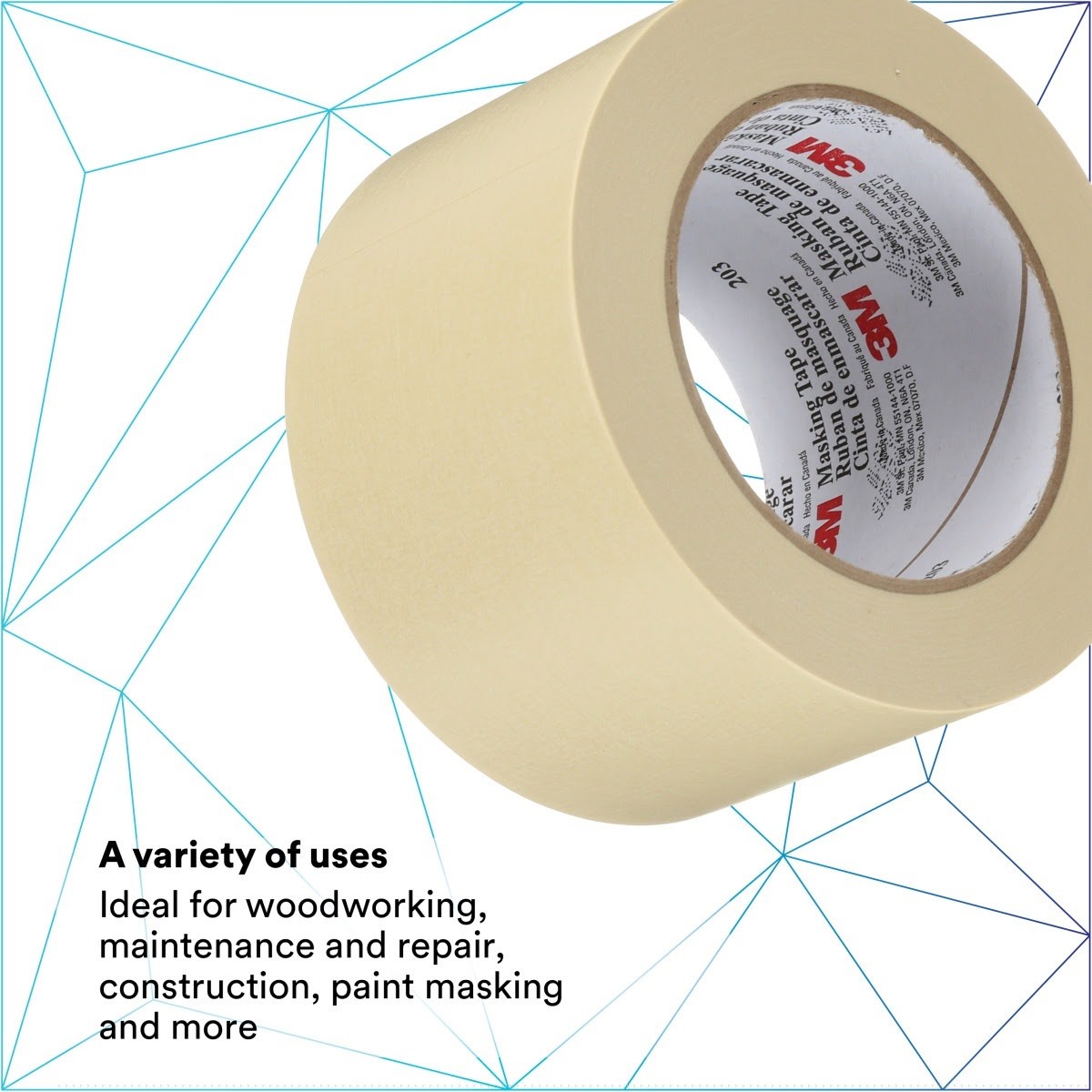 3M 203 General Purpose Masking Tape, Beige, 48 mm x 55 m, 4.7 mil (7000124209) (24 Pack) - 2