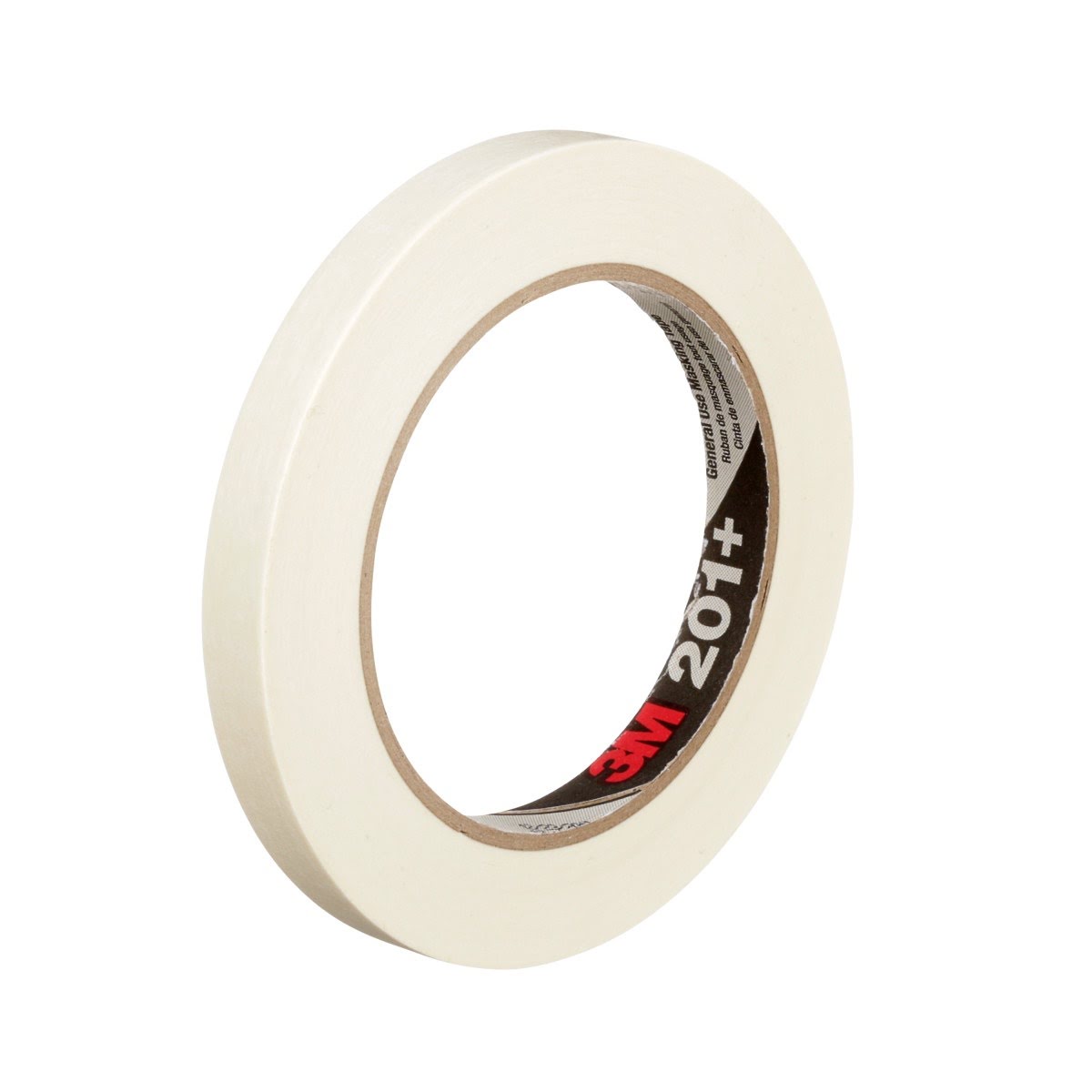 3M 201+ General Use Masking Tape, Crepe Paper, Tan, 12 mm x 55 m, 4.4 mil (7000124879) (72 Pack)