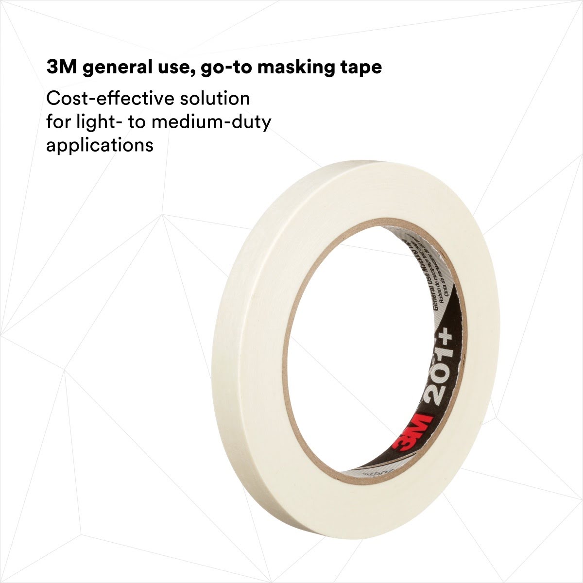 3M 201+ General Use Masking Tape, Crepe Paper, Tan, 12 mm x 55 m, 4.4 mil (7000124879) (72 Pack) - 5