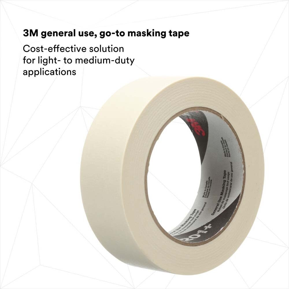 3M 201+ General Use Masking Tape, Tan, 1.42 in x 2.15 in, 4.4 mil - Easy-to-Use High Value Crepe Paper Tape (7000124882) (1 Piece) - 2