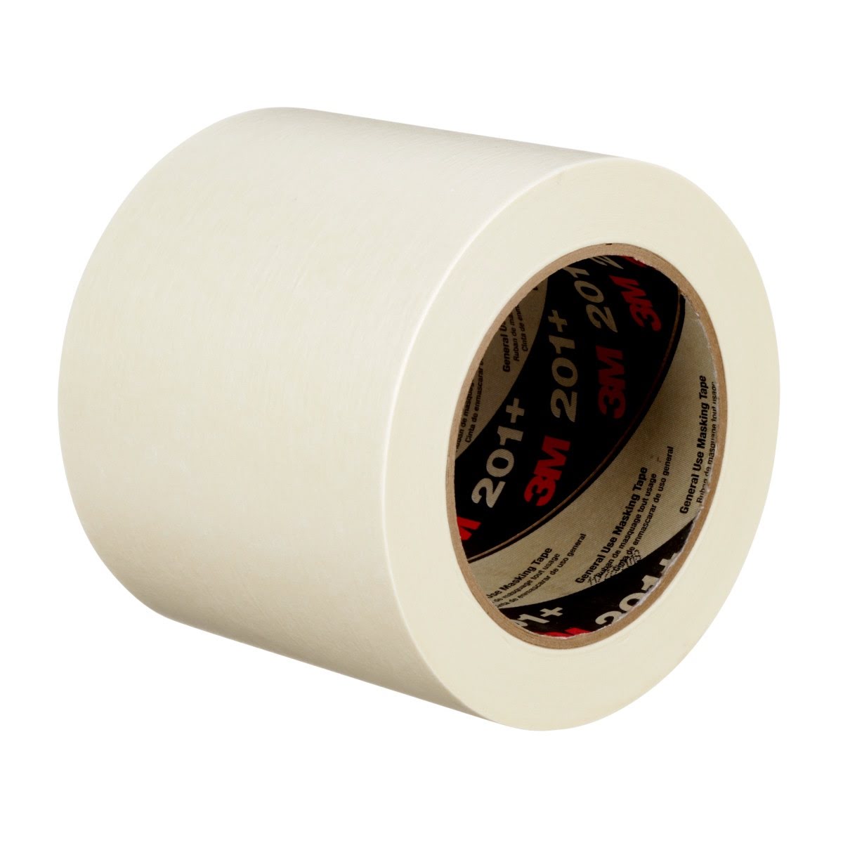 3M 201+ General Use Masking Tape, Crepe Paper, Low Unwind, Clean Removal, Easy Tear, Resist Slivering, Tan, 96 mm x 55 m, 4.4 mil (7000124885) (8 Pack)