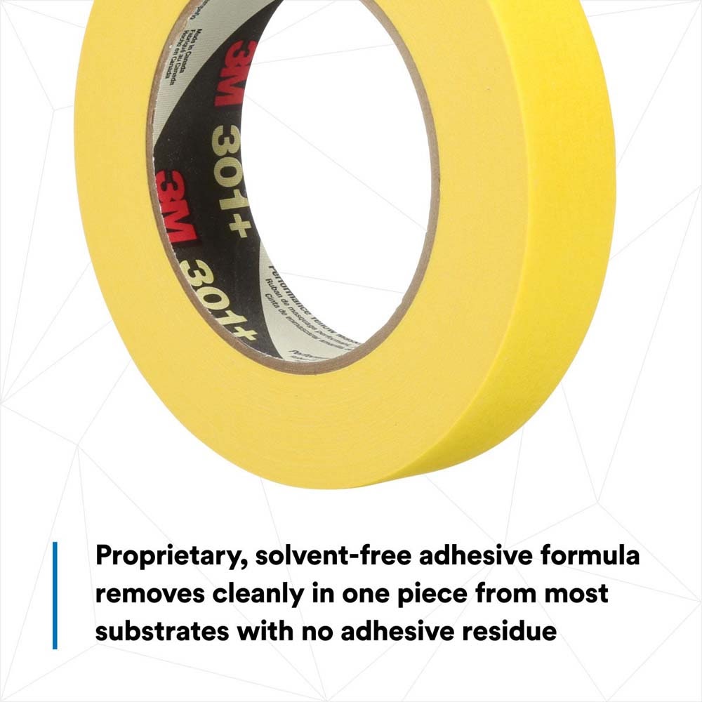 3M 301+ Performance Yellow Masking Tape , 24 mm x 55 m, 6.3 mil (7000124889) (36 Pack) - 5