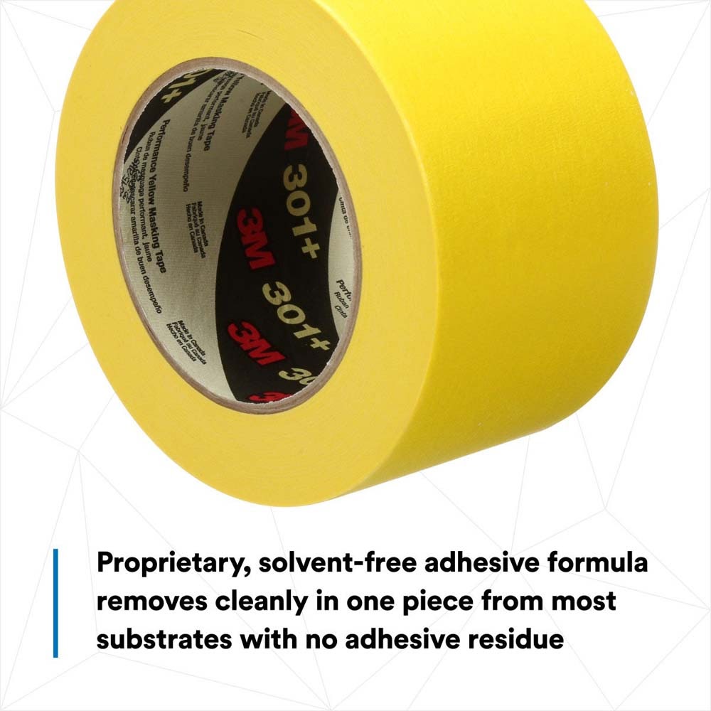 3M 301+ Performance Yellow Masking Tape , 72 mm x 55 m, 6.3 mil (7000124892) (12 Pack) - 4
