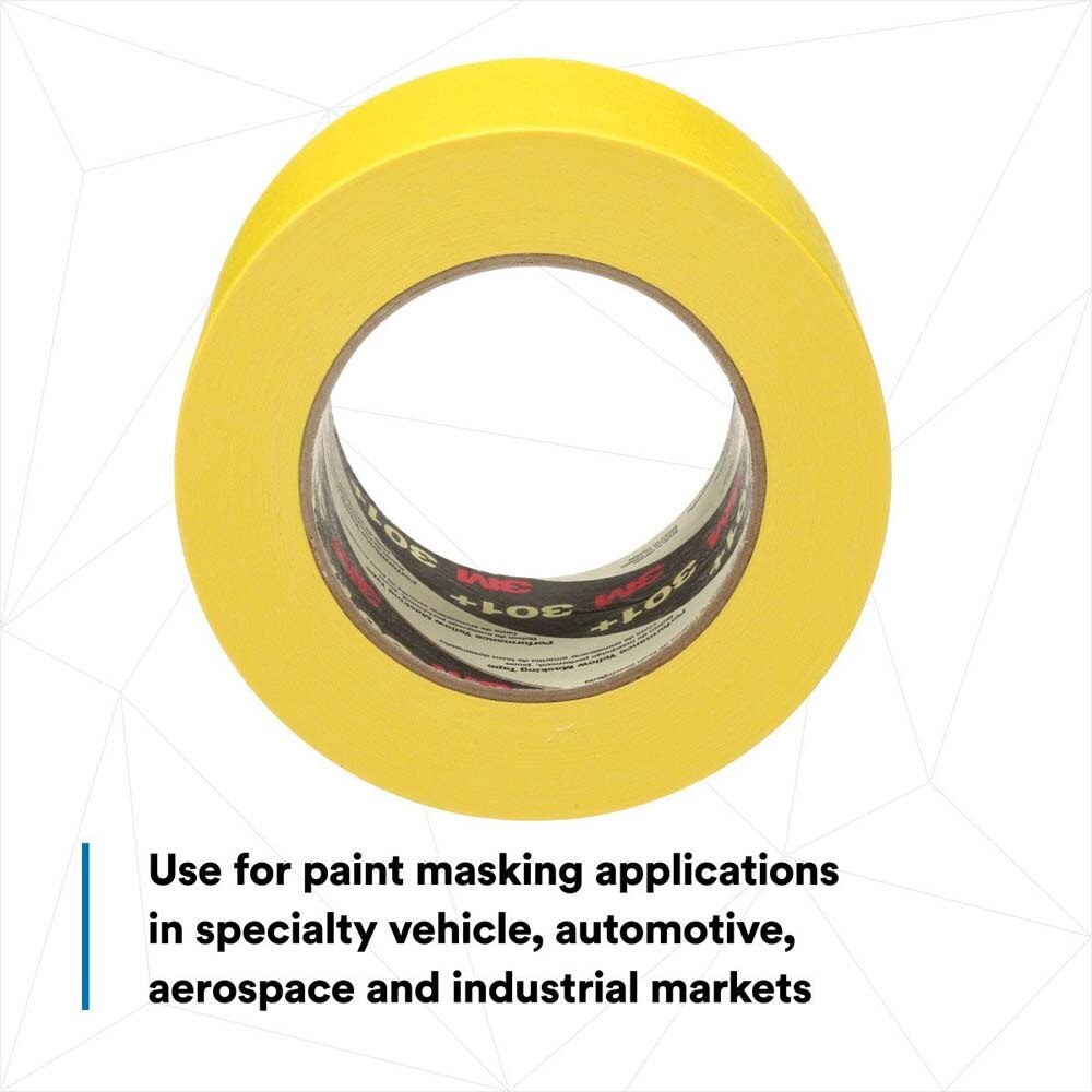 3M 7000124892 Performance Yellow Masking Tape 301+, 72 mm x 55 m, 6.3 mil (12 Pack) - 5