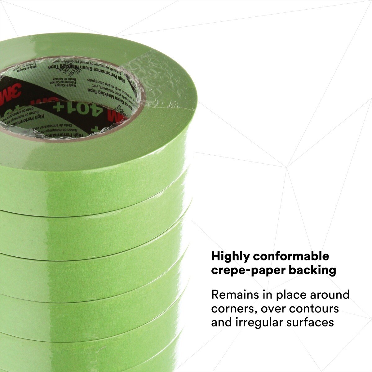 3M 401+ Scotch High Performance Green Masking Tape, 24 mm x 55 m, 6.4 mil (7000124896) (24 Pack) - 9