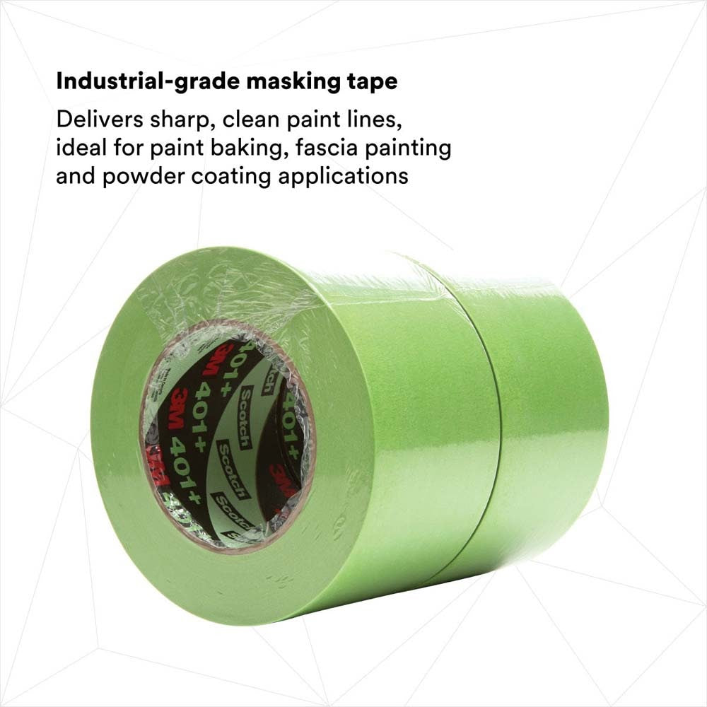 3M 401+ High Performance Green Masking Tape , 72 mm x 55 m, 6.7 mil (7000124899) (8 Pack) - 2