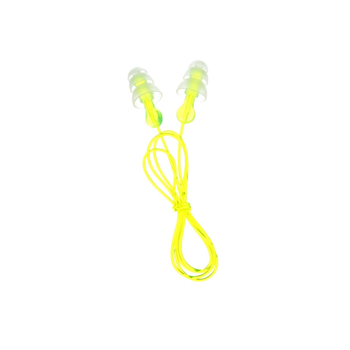 3M P3000 Tri-Flange Earplugs, Corded, Reusable, NRR 26 dB, Transparent with Yellow Vinyl Cord (7000127187) (400 Pack) - 3