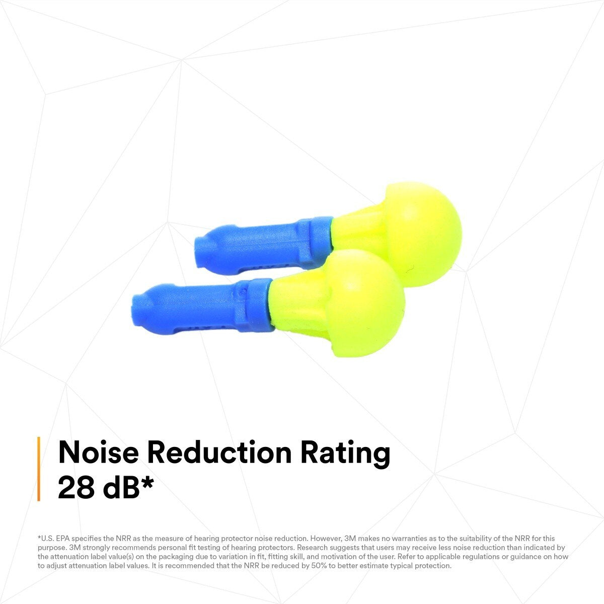 3M 318-1000 E-A-R Push-Ins Earplugs, Push-to-Fit Foam, Uncorded, NRR 28 dB, Blue Yellow, Poly Bag (7000127213) (400 Pack) - 7