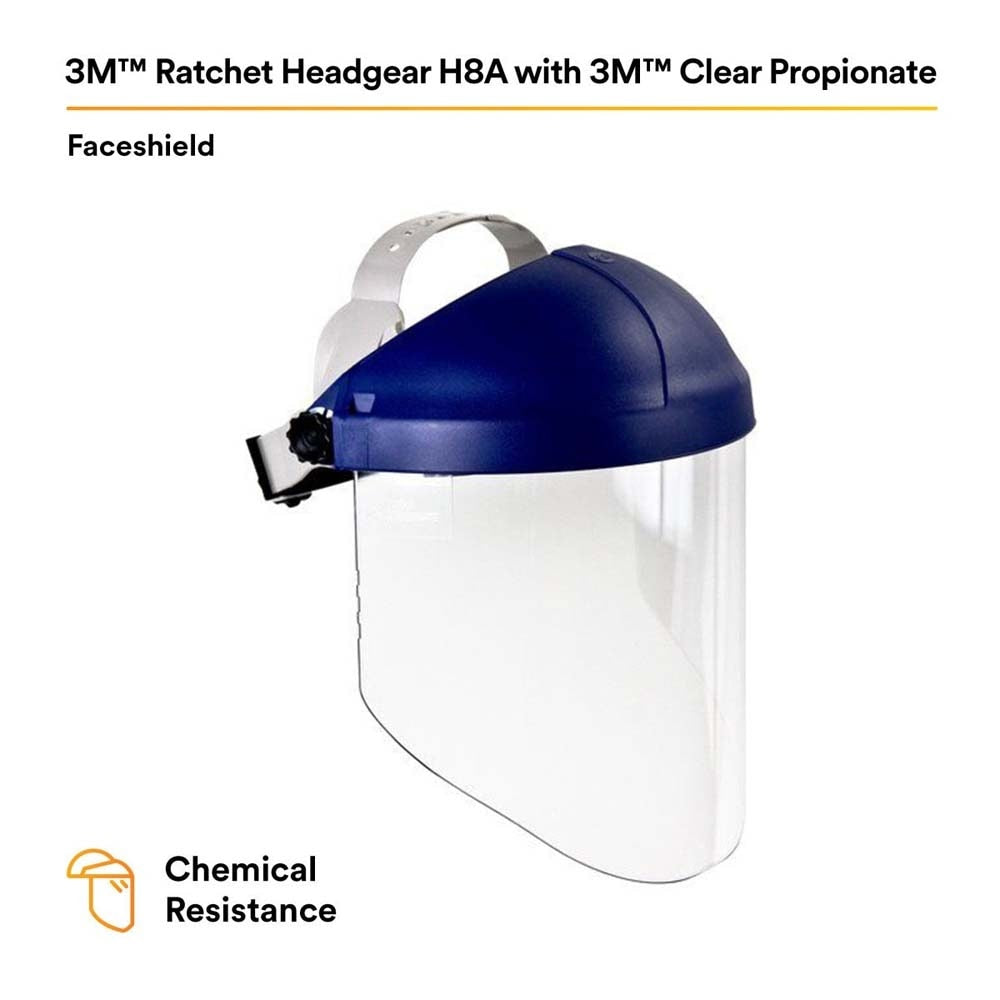 3M 82783-00000 W96 H8A Ratchet Headgear and WP96 Clear Faceshield Safety System, ANSI Z87.1, Adjustable Thermoplastic (7000127244) - 5