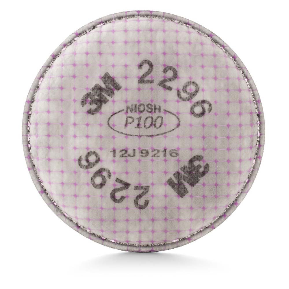 3M 2296 P100 Advanced Respirator Filter , Pair, Helps Protect Against Oil and Non-Oil Based Particulates, Nuisance Level Acid Gas Relief, Mining, Shipbuilding, Abatement, Utilities (7000127450) (100 Pack)