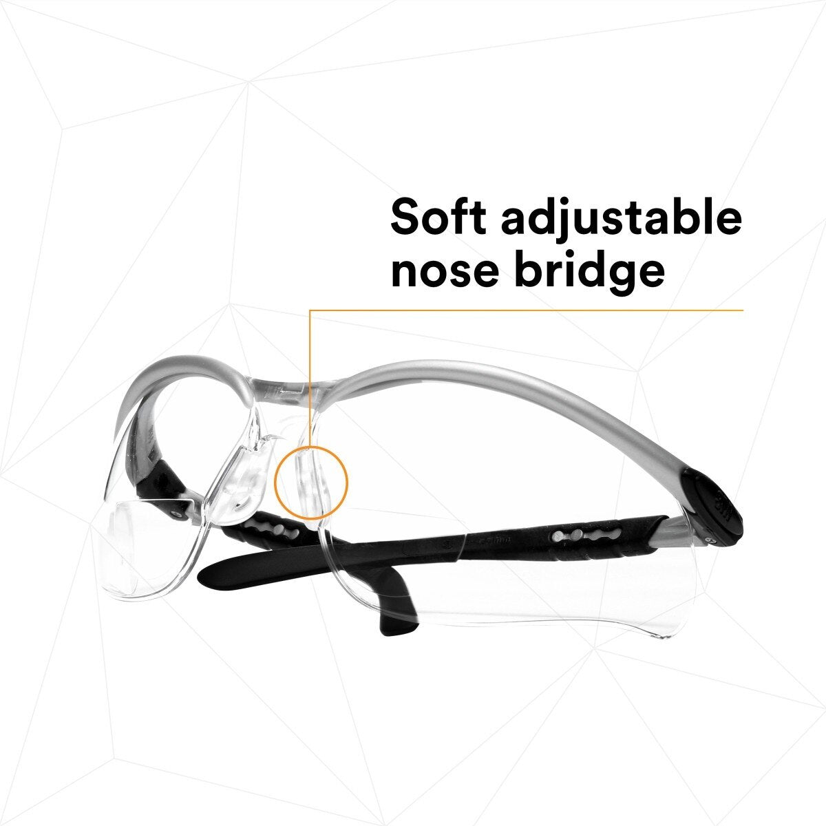 3M 11374-00000-20 BX Reader Safety Glasses, +1.5 Diopter, Anti Fog Anti Scratch Clear Lens, Silver Frame (7000127490) (1 Pair) (20 Pack) - 6