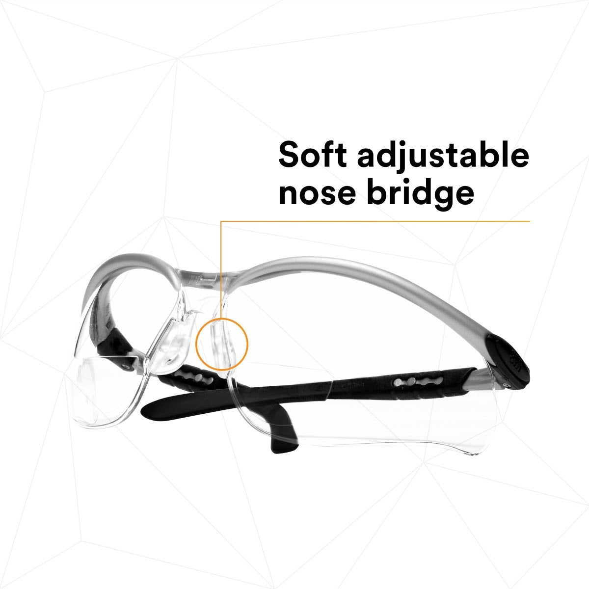 3M 11376-00000-20 Safety Glasses with Readers, BX, 2.5 Diopter, ANSI Z87, Anti-Fog Anti-Scratch Clear Lens, Silver Frame, Adjustable Temples and Lens Angle (7000127491) (1 Pair) (20 Pack) - 9